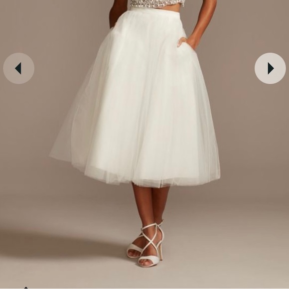 David’s Bridal tulle wedding separates midi skit with pockets